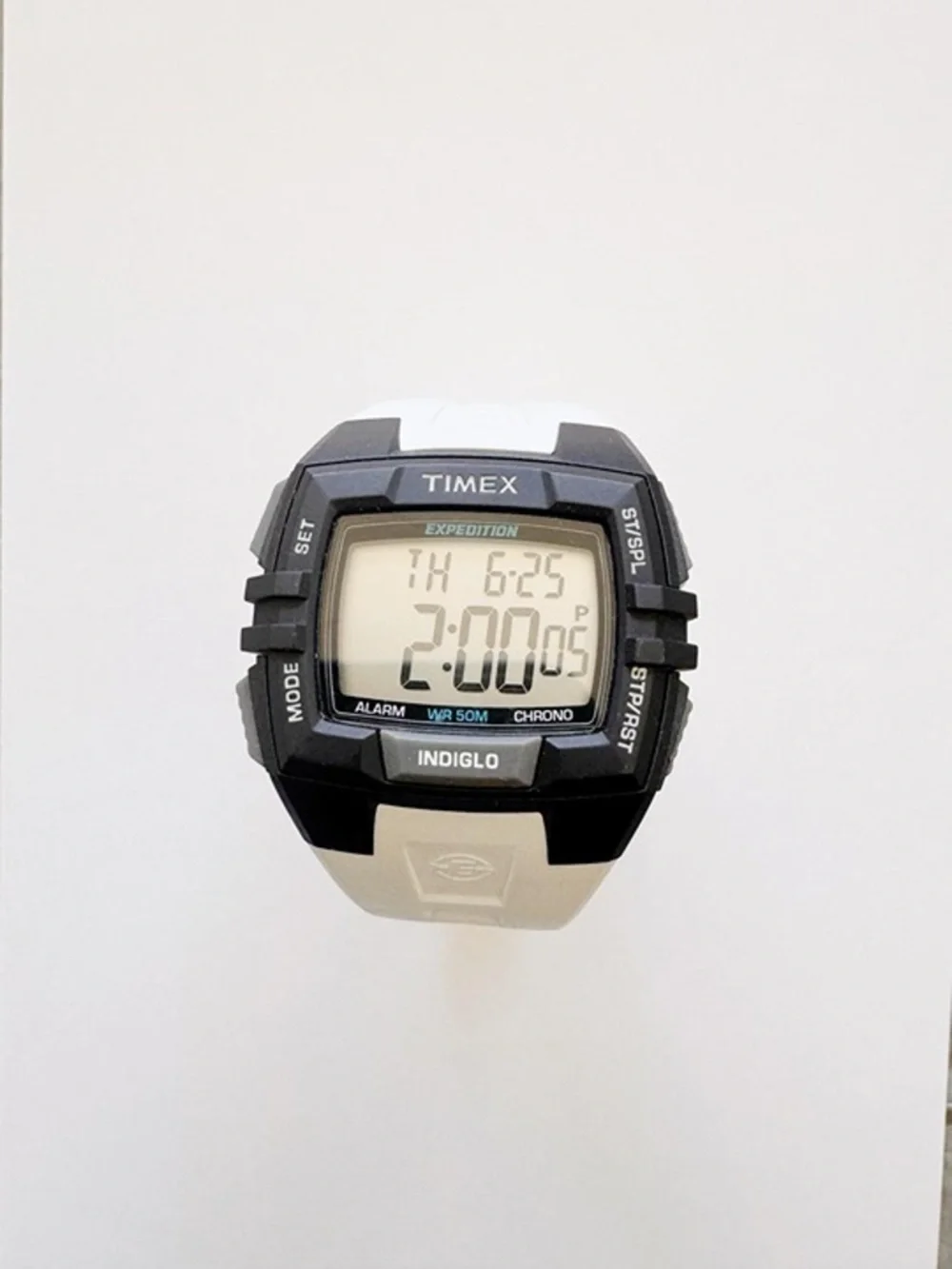 Timex Expedition 45mm White Black Digital Running Men's Watch Chrono